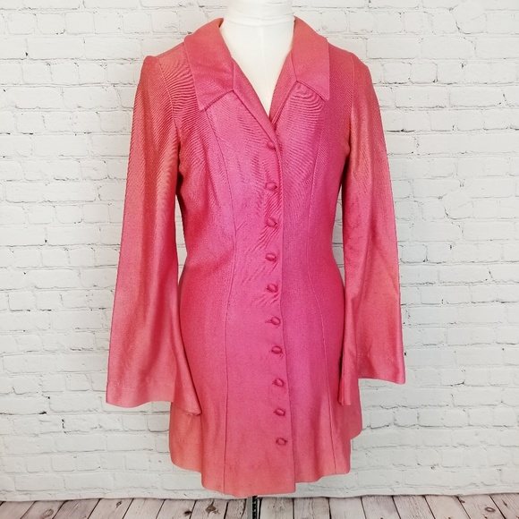 Vintage Dresses & Skirts - Vintage|Bright Pink Ombre Bell Sleeve Coat Dress